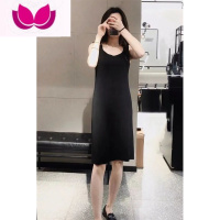 七斓冰丝针织开衫女薄款外搭吊带裙套装2022秋季新款上衣外套 S适合80-100斤穿 黑色吊带裙下摆开叉