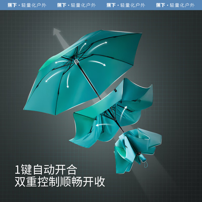 蕉下(beneunder)全自动雨伞三折加固折叠防回弹女士专用雨伞松碳