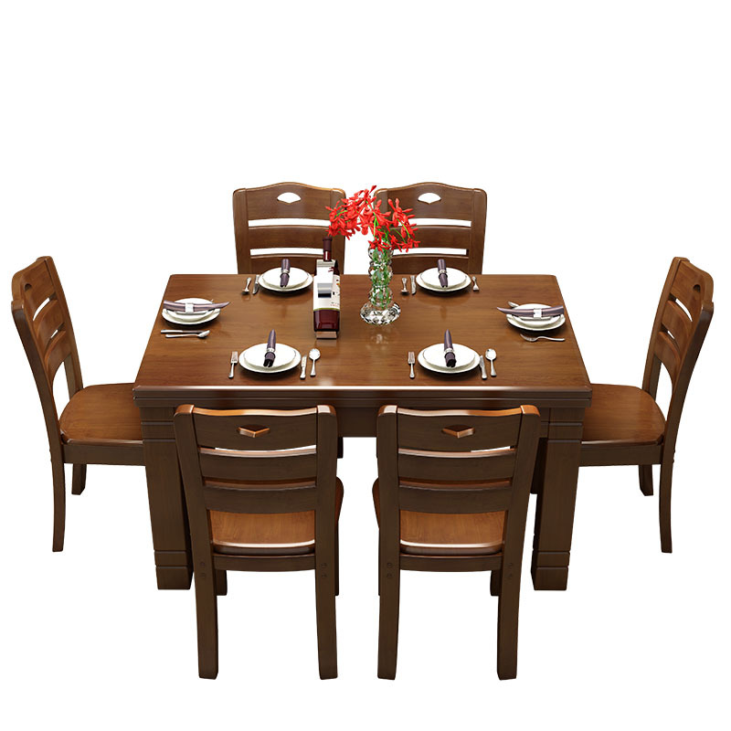 博林创实木餐桌椅 方桌+4椅 方桌1.45米 /套高清大图