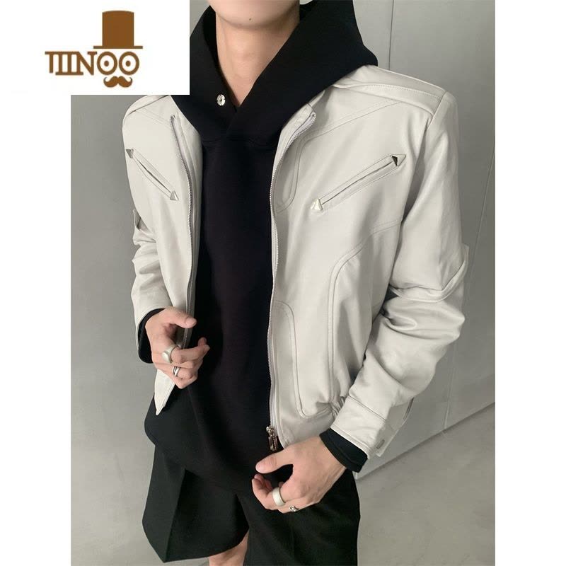 YANXUAS丨小众设计感机车皮夹克外套男潮牌秋季复古炸街休闲皮衣图片