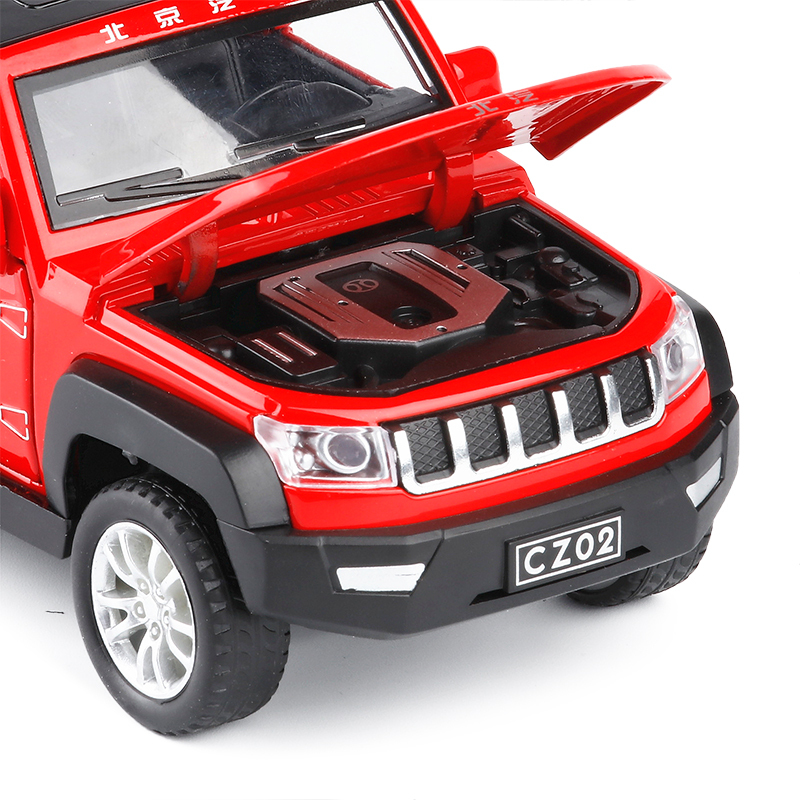 132仿真北汽bj40吉普车合金车模儿童玩具车越野车回力小汽车模型红色