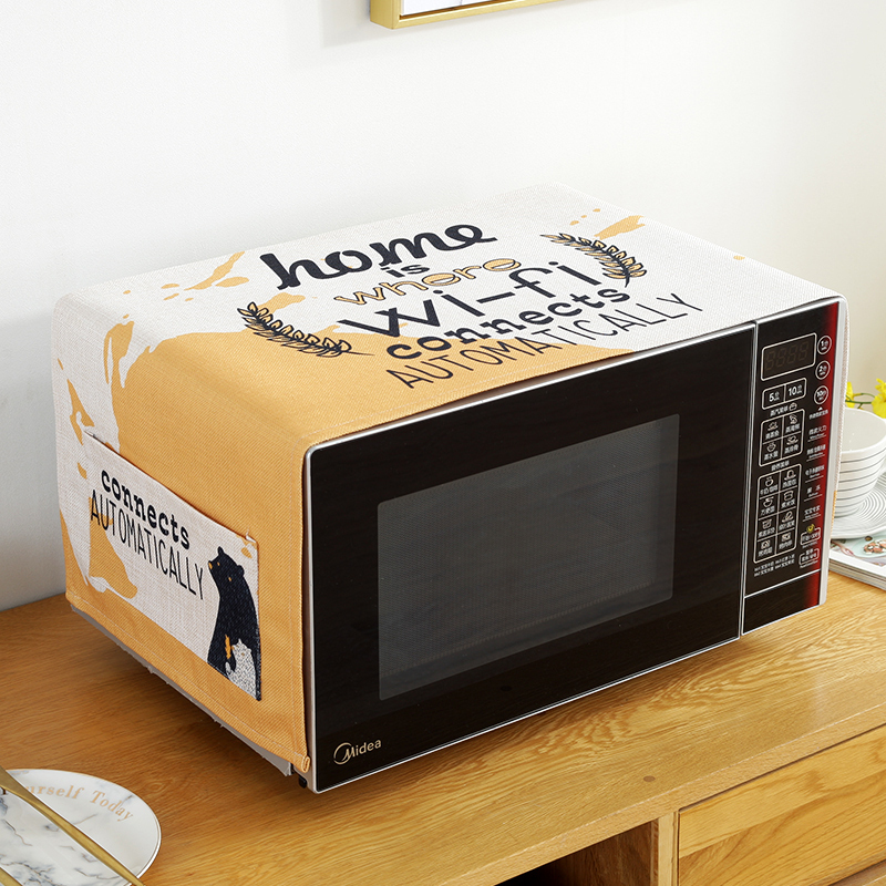 床头柜盖巾棉麻布艺盖布防水防油罩通用烤箱罩防尘罩微波炉罩 泼墨 防水.洗衣机.冰箱【130*50cm】