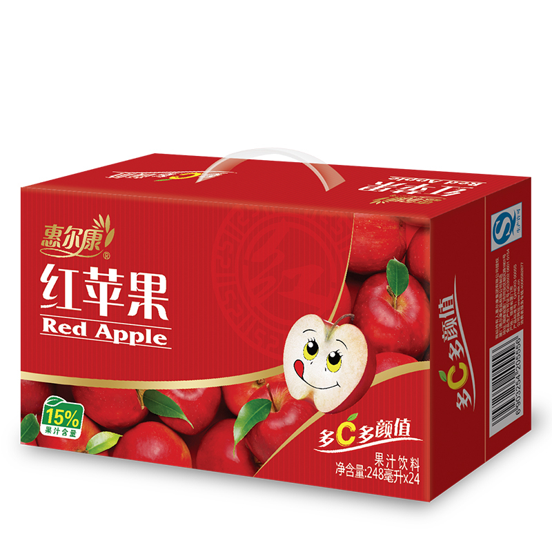 惠尔康 红苹果 果汁饮料 清凉消暑 清爽饮品 248ml*24盒 整箱饮料 礼盒装