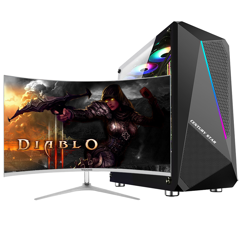 铭能 十代i5六核/GTX1060独显/16G DDR4内存/256G固态 台式机 台式电脑 DIY组装机 组装电脑 家用办公电脑主机 商务设计电脑台式 学生游戏电脑+32英寸曲面