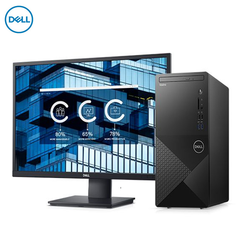 戴尔(DELL)成就Vostro3000系列 全新十代处理器 更强性能 商用办公家用娱乐台式机电脑整机 23.8英寸屏 定制(Intel i3-10100 12GB 1TB 集显)