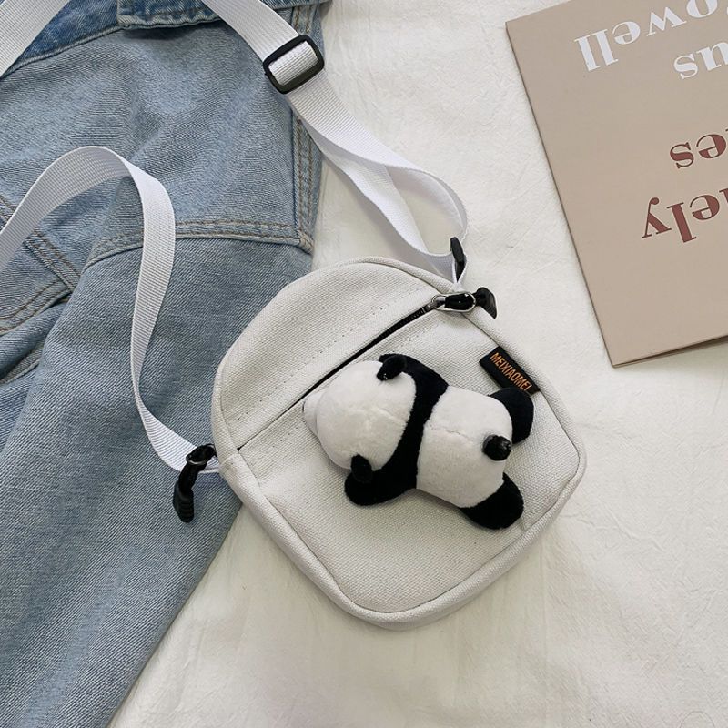 派尼美特日系原宿少女卡通熊猫帆布包ins毛绒可爱小包包ulzzang学生斜