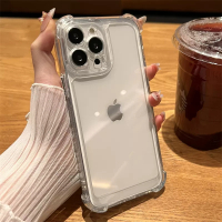 安美宝 透明四角防摔苹果15手机壳新款iphone14promax保护14plus壳13套12镜头11防摔ProMax壳