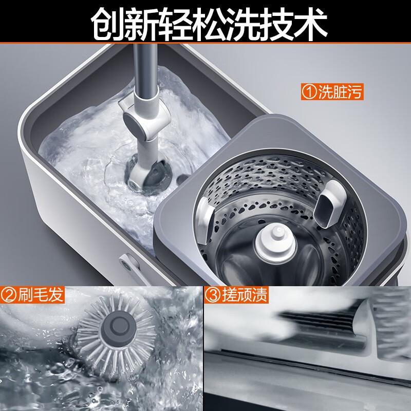 大卫大卫拖把家用旋转拖把桶通用免手洗甩干懒人一拖净干湿两用拖把 大卫D7-轻松拖旋转拖把 2个头高清大图