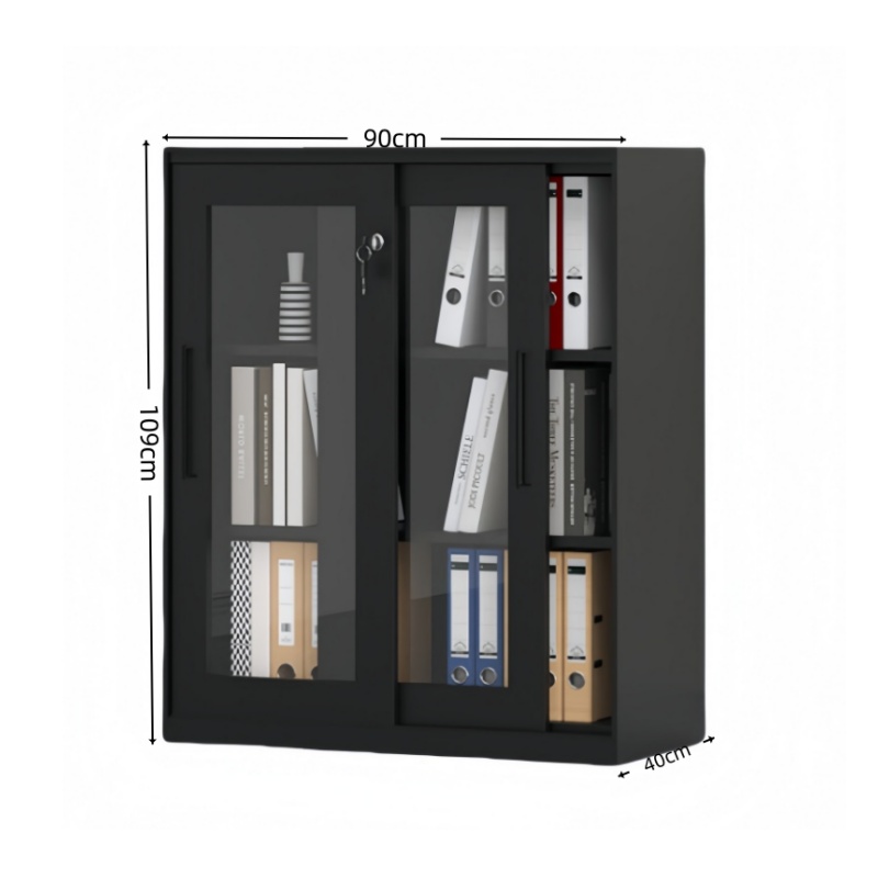 攸形玻璃门矮柜1090*900*400mm台高清大图