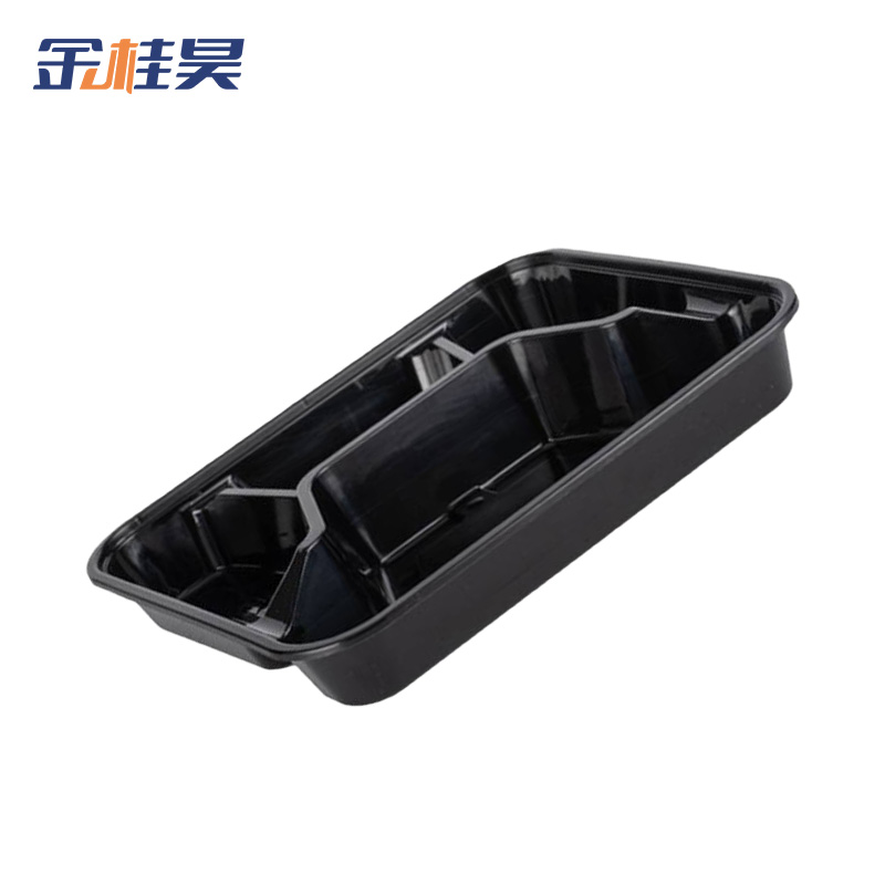 金桂昊 一次性餐盒 分体四格1000ml(150套)黑色 箱高清大图