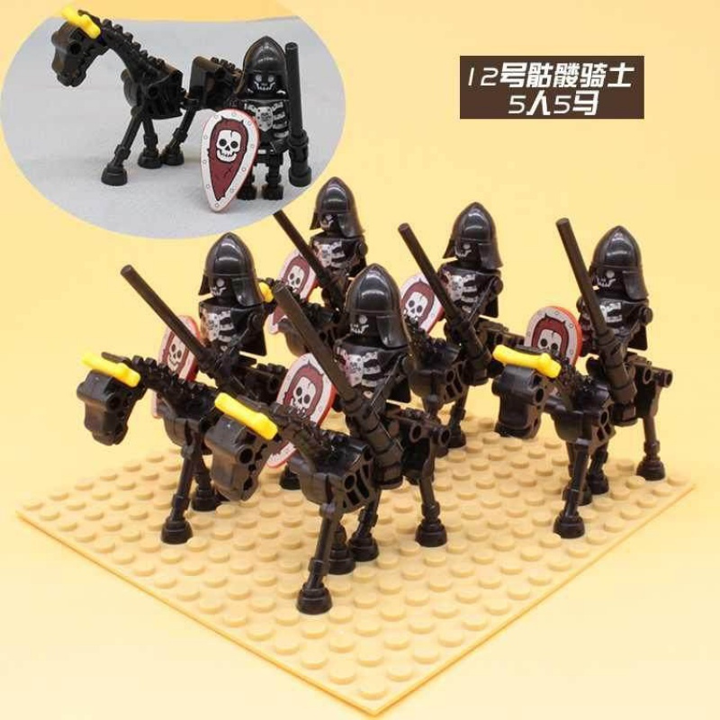 新年古代三国城堡系列骷髅骑士玩具军事武器拼装积木人仔 花色12号骷髅骑士