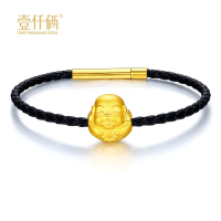 壹仟俩 999足金弥勒佛笑口常开硬金绳手链通用定价黄金饰品 YC0022
