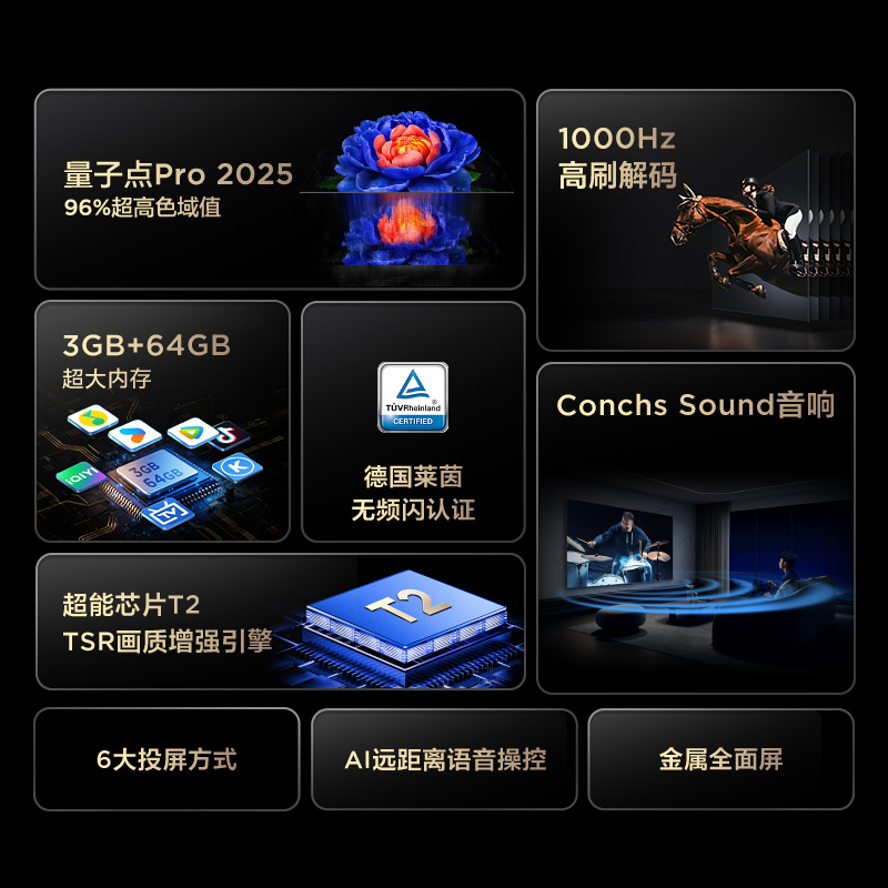 TCL电视 65V8L Pro 65英寸 1000Hz高刷解码 QLED量子点 3GB+64GB大内存 电视高清大图