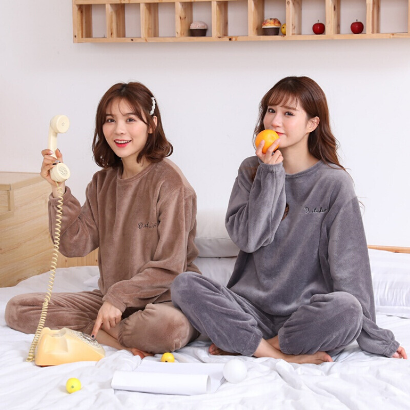 波迷娜(BOMINA)仙女暖暖套装珊瑚绒两件套夏季宽松松紧腰懒人保暖睡衣外穿 红色 均码(建议80-140斤)