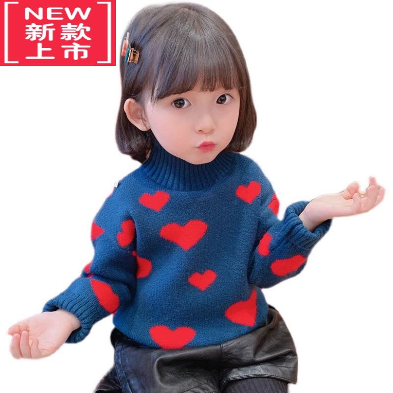 可莉允女童高领加厚打底毛衣2022新款套头儿童女宝宝秋冬季厚加绒针织衫图片