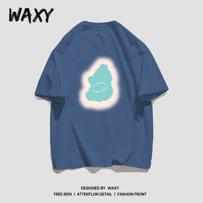 WAXY纯棉短袖T恤女学生宽松港风休闲百搭韩版简约设计感小众上衣图片