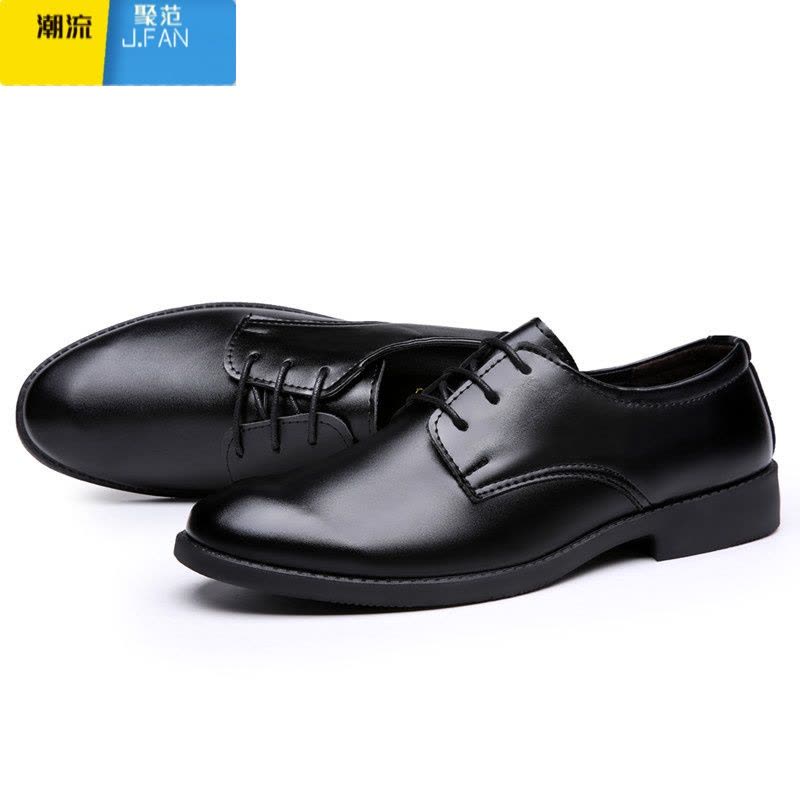 聚范皮鞋男商务正装男鞋一脚蹬休闲皮鞋百搭防滑防水软底厨师工作鞋男图片