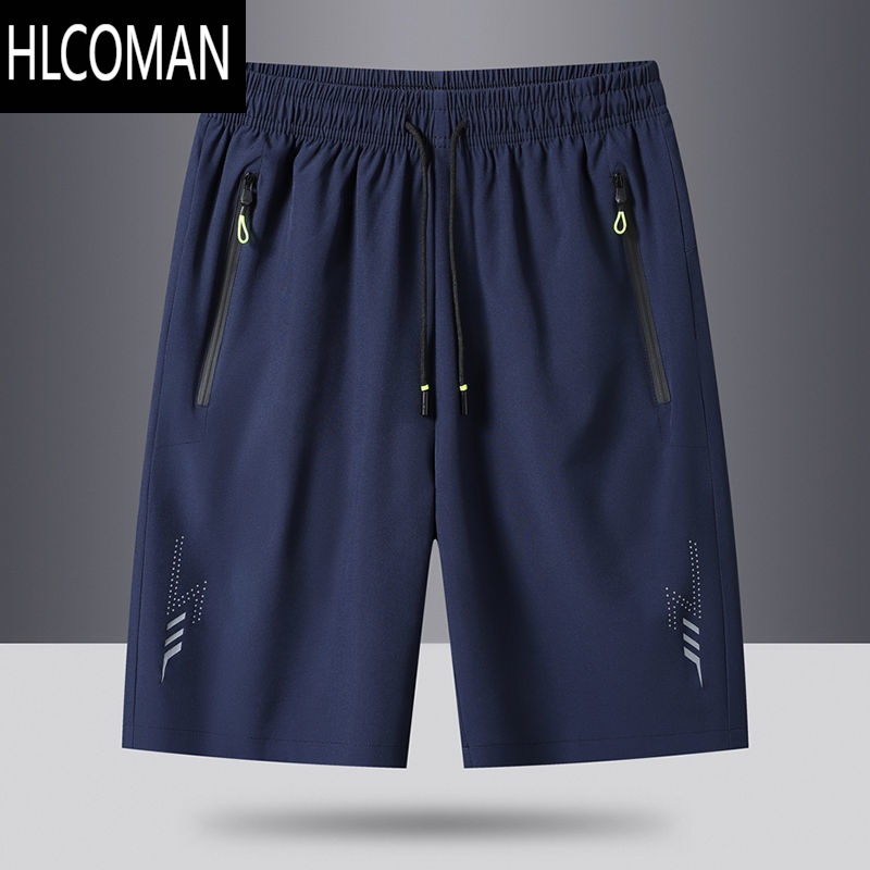 HLCOMAN男士夏季速干裤休闲五分裤冰丝高弹力短裤男肥佬裤加大码运动中裤高清大图