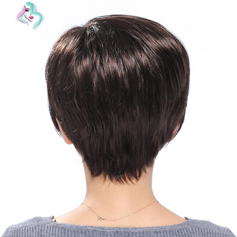 短直发空心丝真发轻薄透气干练型中老年妈妈假发套你那么美全真发黑色