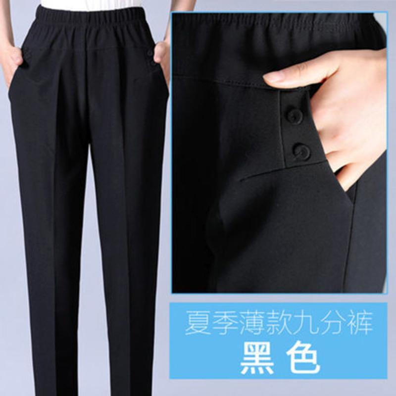 XQ-黑色(夏款) XL--(建议80-110斤) 妈妈裤子春秋厚款加绒加厚高腰中老年人女裤奶奶装长裤子宽松外穿
