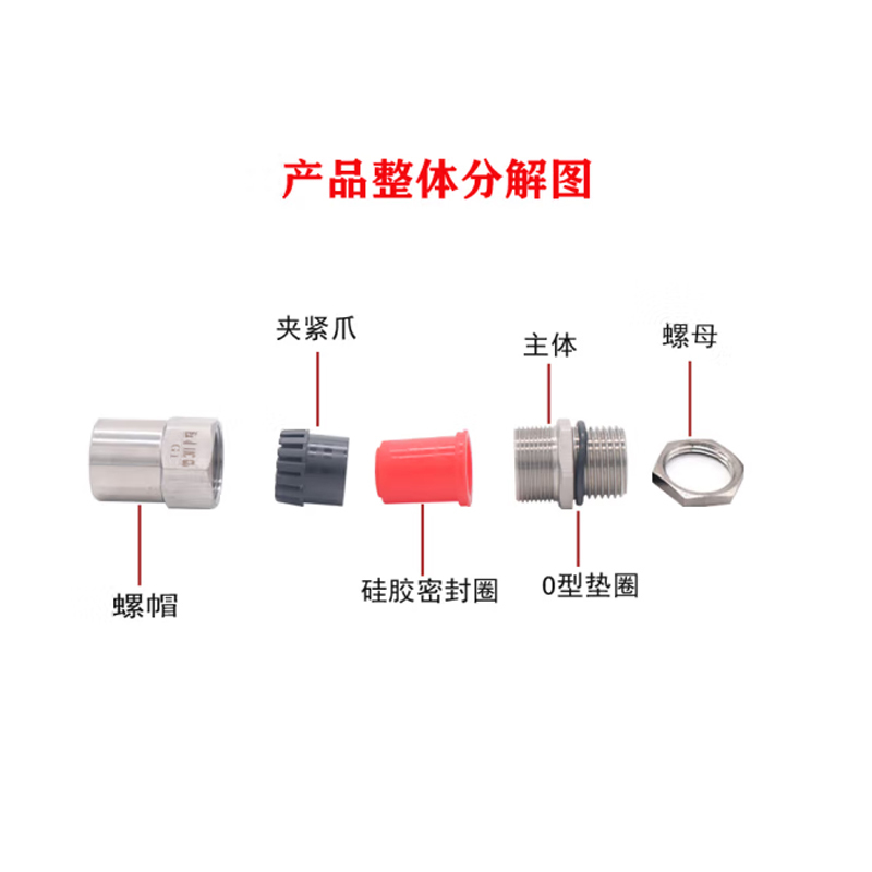 利时 黄铜镀镍接管式防爆格兰头扰性管接头仪表接头内外螺纹进线口接头
