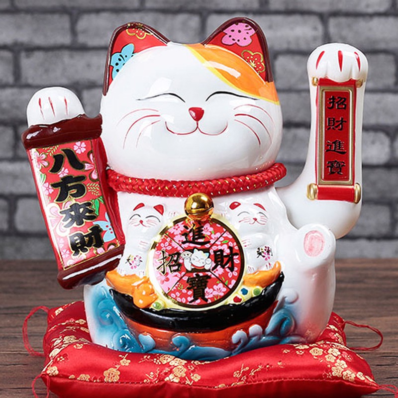 猫摆件自动招手店铺开业陶瓷大号电动摇手发财猫家居创意礼品 三维工匠 11寸八方来财B款猫高清大图