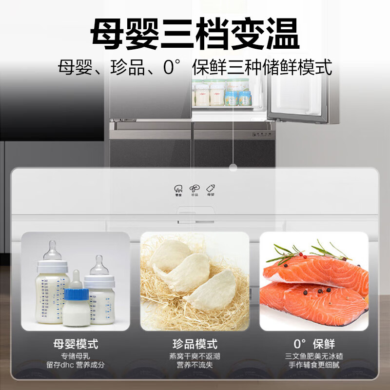 海尔(Haier)406升彩晶一级双变频母婴空间风冷无霜十字四开门家用电冰箱BCD-406WLHTDEDSLU1