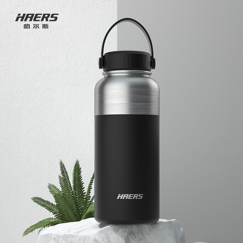 哈尔斯保温杯男女大容量健康不锈钢材质水杯运动便携杯子1.0L 玄黑色1000ml 玄黑色1000ml