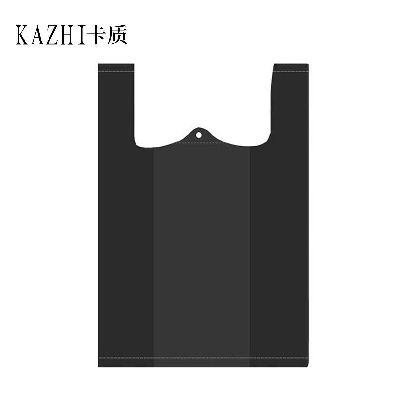 卡质 手提式垃圾袋黑色家用加厚背心式马夹袋一次性提手塑料袋/个 [宽43x50cm][黑色]50只中厚/包高清大图