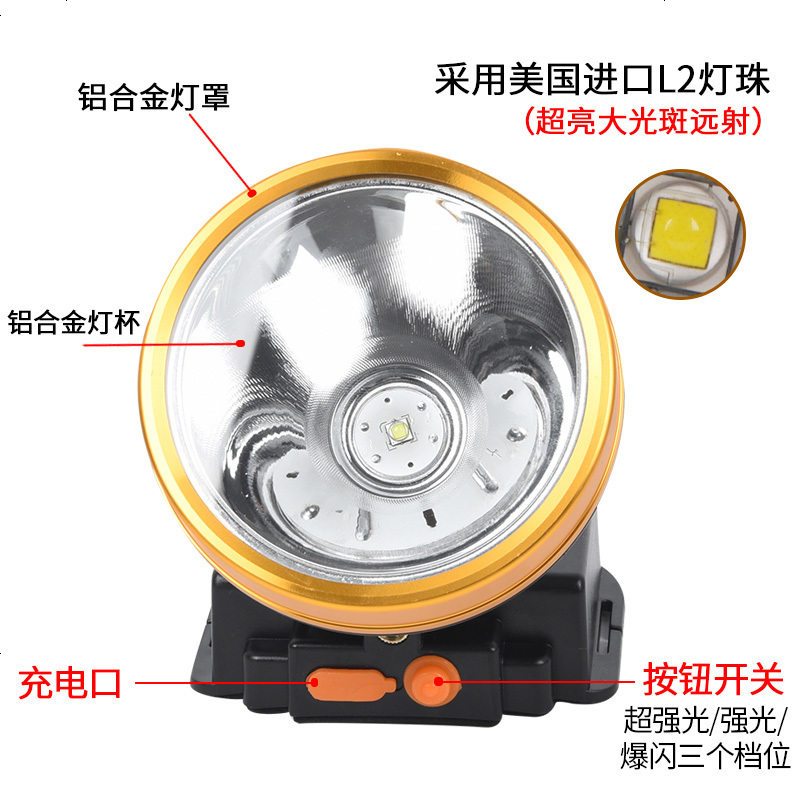 LED头灯强光充电超亮远射3000米户外矿灯 头戴式钓鱼灯疝气