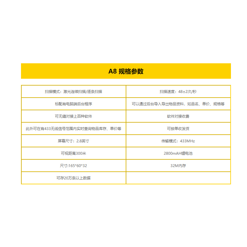 科密(COMET)仓库盘点机无线一维码连续扫描枪条码数据采集器PDA手持终端快递把巴枪A8(个)
