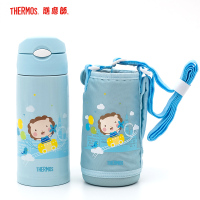 膳魔師(THERMOS)保温杯TCKG-603WF儿童吸管杯膳魔师带杯套双盖大容量儿童水杯多功能保温壶600ML家用通用