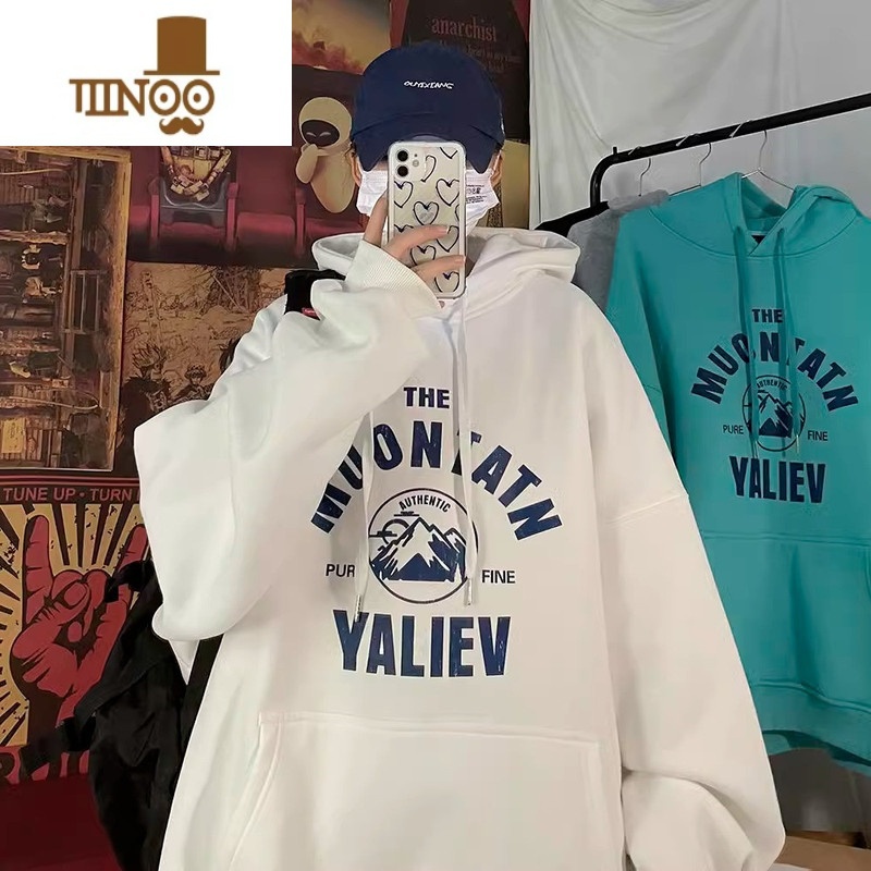 YANXU冬装新款韩版港味字母男女情侣连帽长袖卫衣宽松高清大图