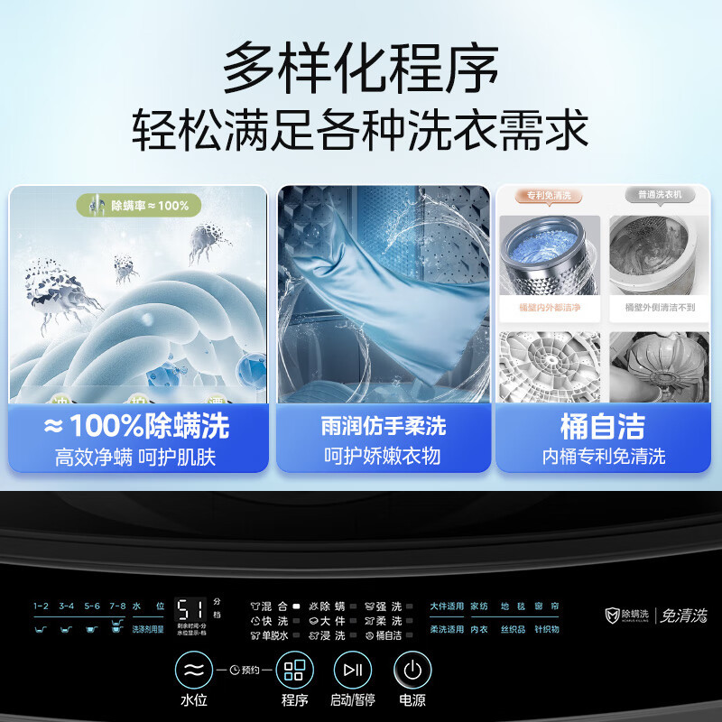 [官方旗舰店]美的10公斤波轮洗衣机全自动家用 一级能效健康除螨全域抗菌不锈钢立方内筒以旧换新家电MB10V37T高清大图