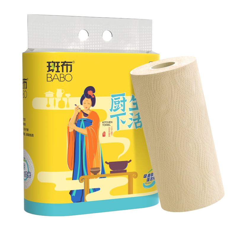 斑布(Babo) 厨下生活系列 厨房纸巾纸 80节-卷*2卷