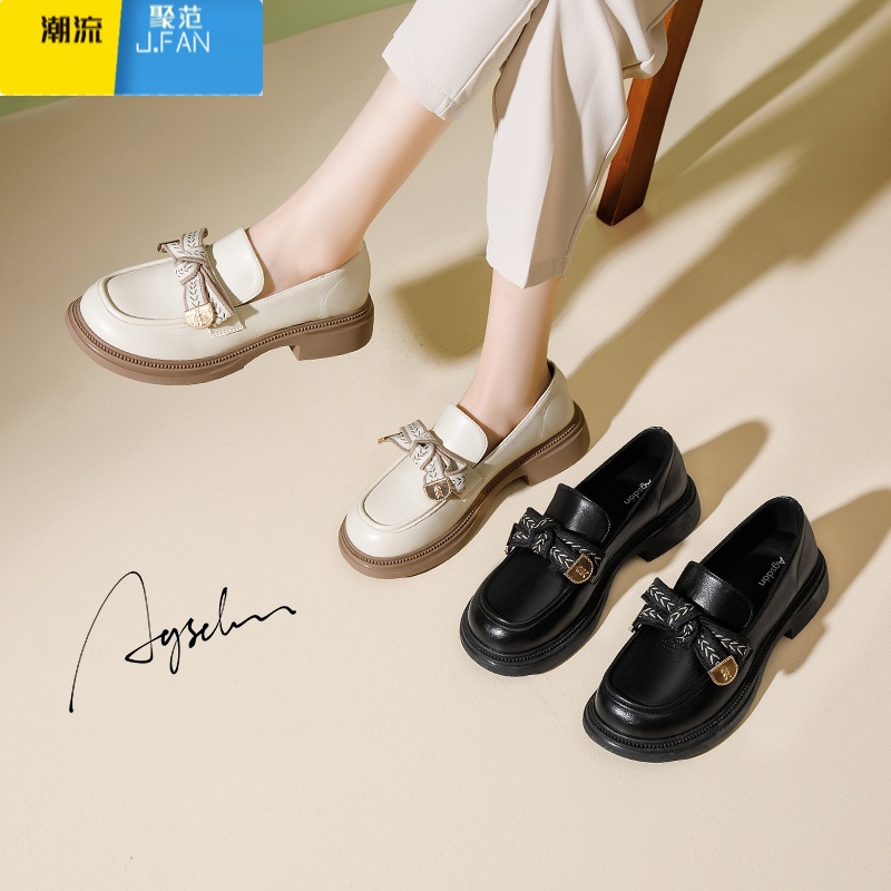 聚范厚底乐福鞋女2024新款秋季配裙子小皮鞋女款百搭夏季一脚蹬单鞋子高清大图