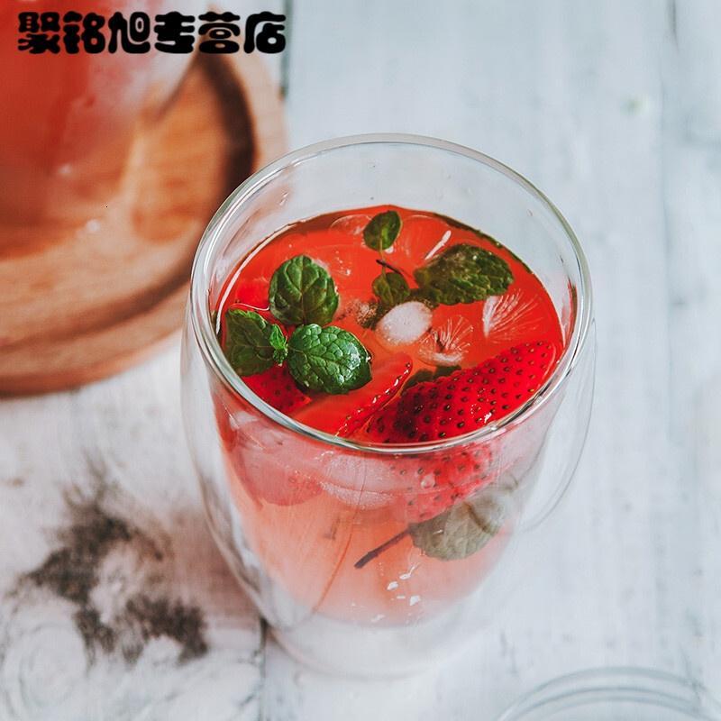 耐热双层玻璃杯带盖杯子透明玻璃茶杯花茶杯玻璃水杯咖啡杯奶茶杯简约
