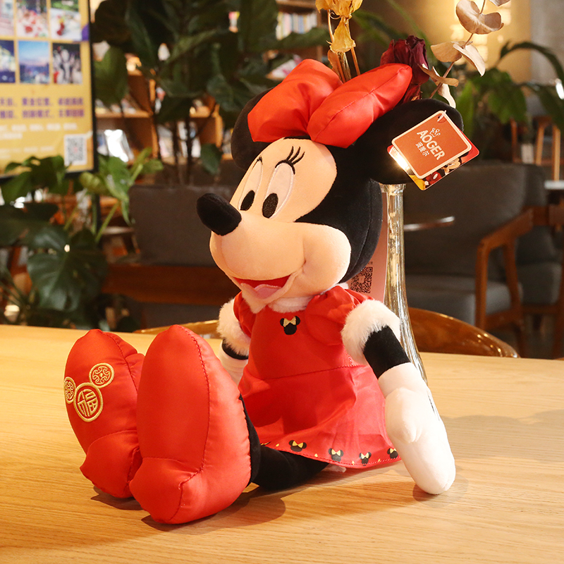 2020热卖新春米奇米妮公仔新年迎新年米老鼠玩偶儿童生日女生米妮12寸