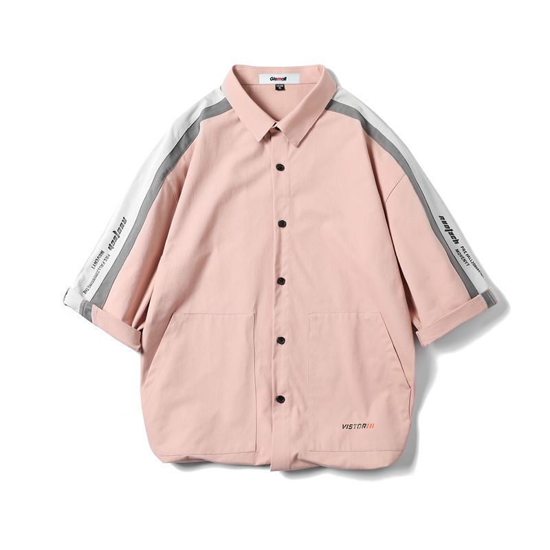 森马集团旗下GLEMALL男士短袖衬衫薄款衬衣韩版潮流港风工装宽松