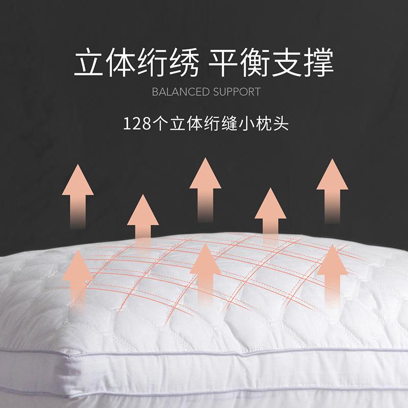 美帮汇全棉枕头家用一对装单双人枕芯颈椎枕安睡立高学生纤维枕Y高清大图