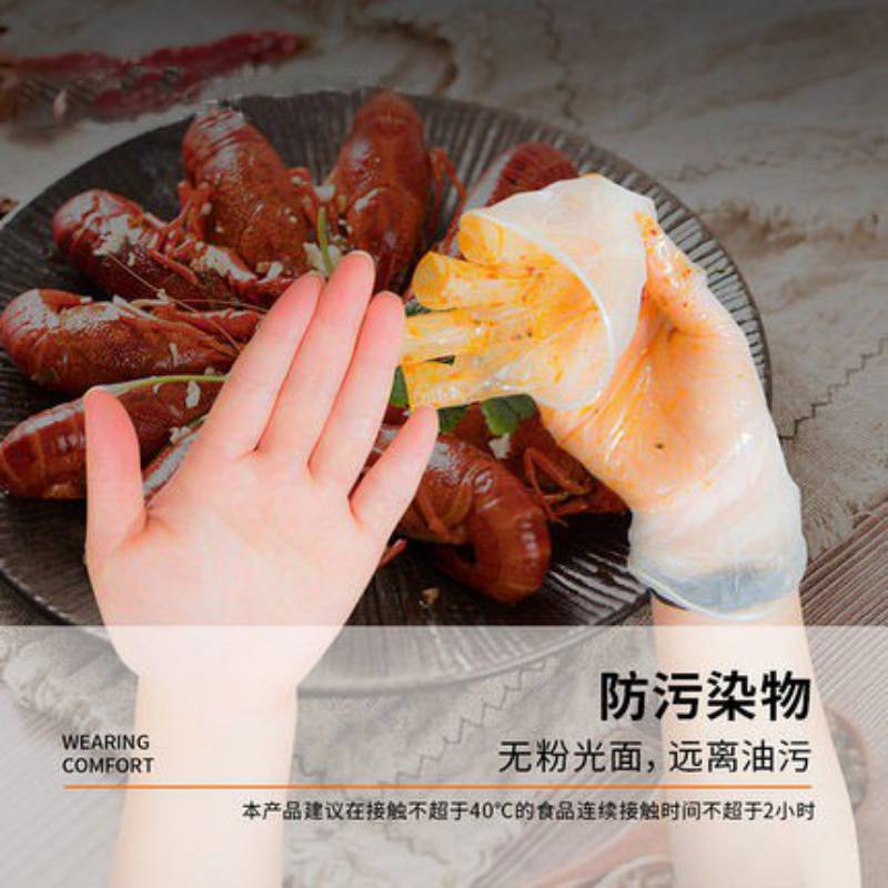 一次性使用PVC手套食品级耐用酒店餐饮烘焙半透明手套自营
