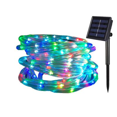 太阳能彩灯串户外防水led管子灯带满天星节日灯景观装饰灯铜线灯 彩色(8功能) 太阳能铜线灯 7米50灯