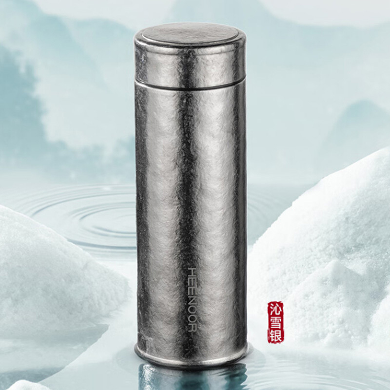 希诺保温杯560ml沁雪银XN-T313泡茶杯纯钛高清大图