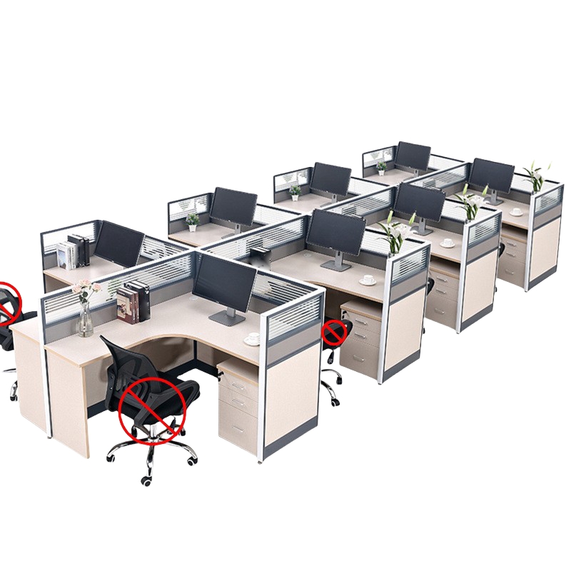 烁恒 办公桌 T型8人位+柜 套高清大图