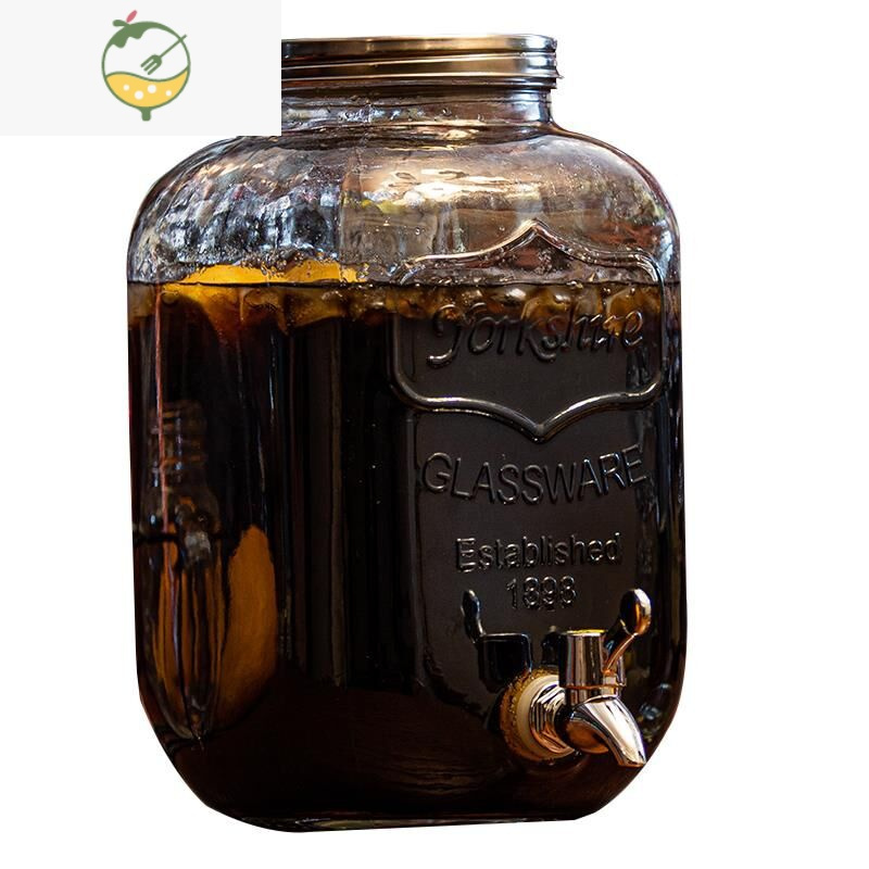 yicheng威士忌可乐桶玻璃果汁罐饮料桶商用大容量家用泡酒玻璃瓶鲜酿