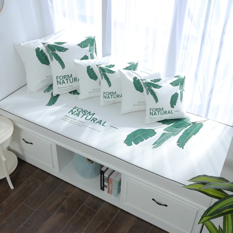 BONJEAN高密度海绵北欧飘窗垫窗台垫定做印花风沙发垫阳台榻榻米垫 芭蕉叶20cm飘窗垫