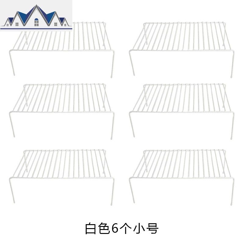 厨房用品碗盘收纳置物架分层隔板沥水单层储物调料架橱柜三件套装_13_677 白色6个小