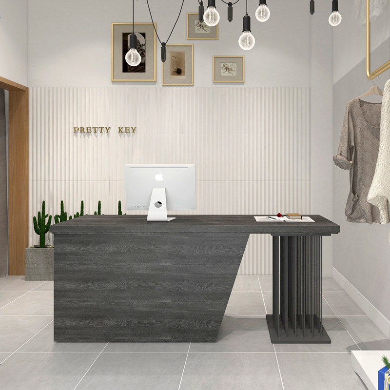 收银台店铺小型简约服装店女装转角收款台现代美容院前台公司吧台视频