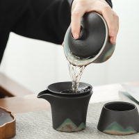 苏氏陶瓷(SUSHI CERAMICS)茶具套装手绘釉画彩三才盖碗款功夫茶具礼盒套装