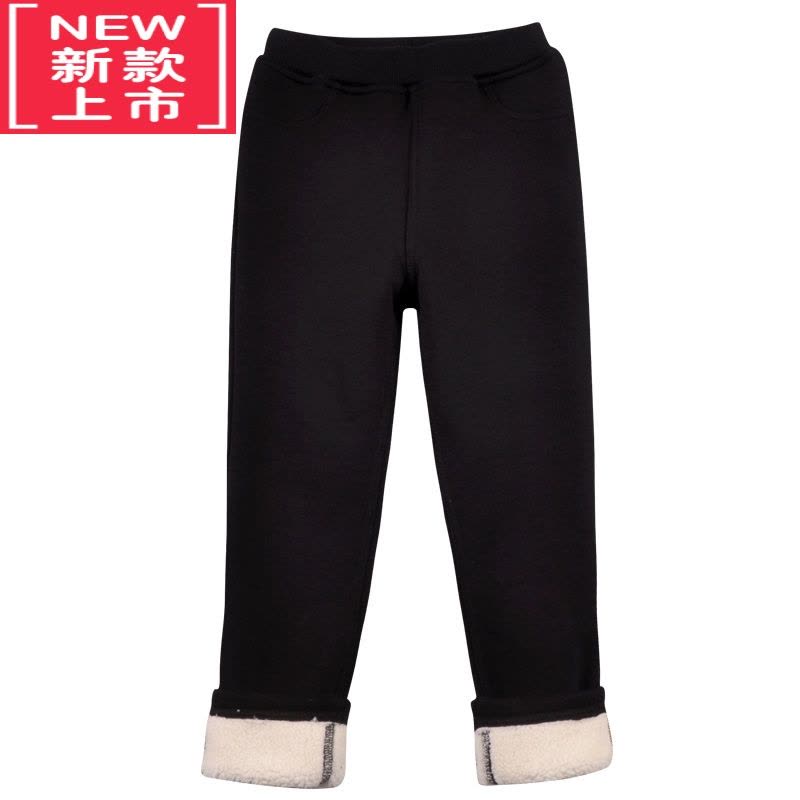 可莉允女童加绒裤子秋冬加厚保暖铅笔裤中大童特厚一体绒白色儿童打底裤保暖裤图片